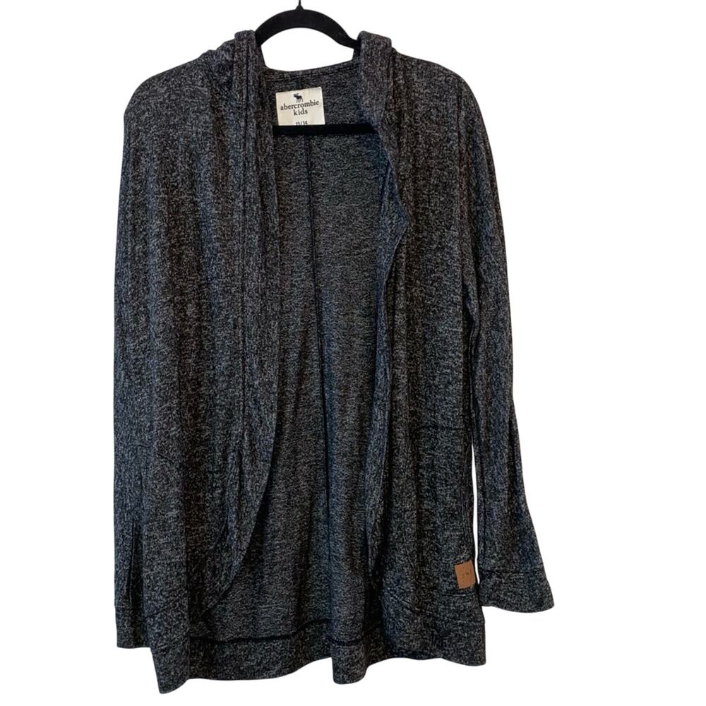 Abercrombie Kids Open Front Heathered Hooded Cardigan